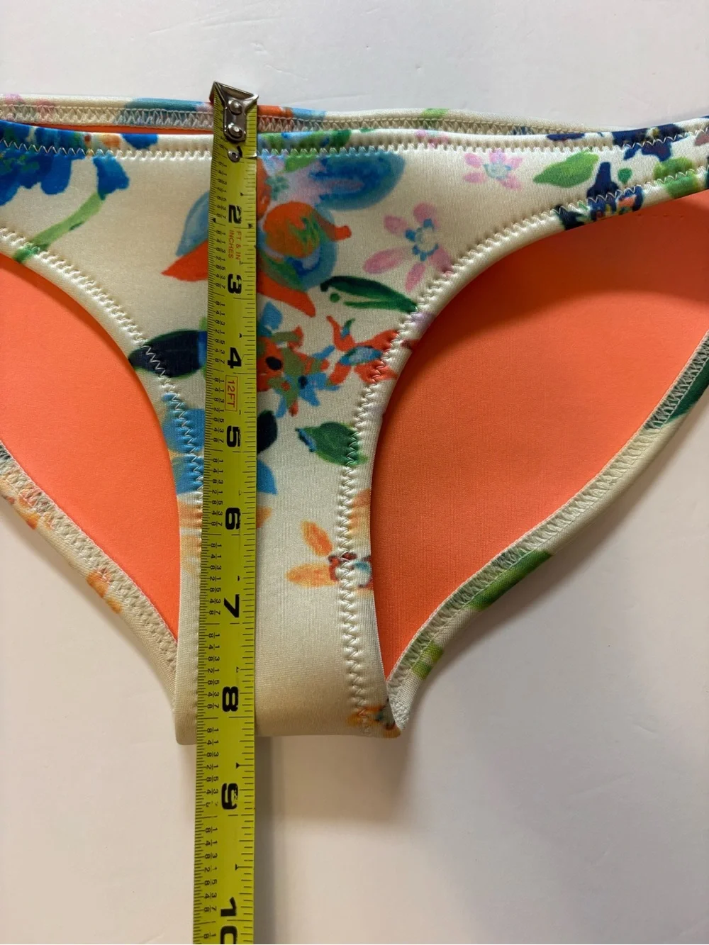 triangl swimwear Orange floral print neoprene Bikini bottom S